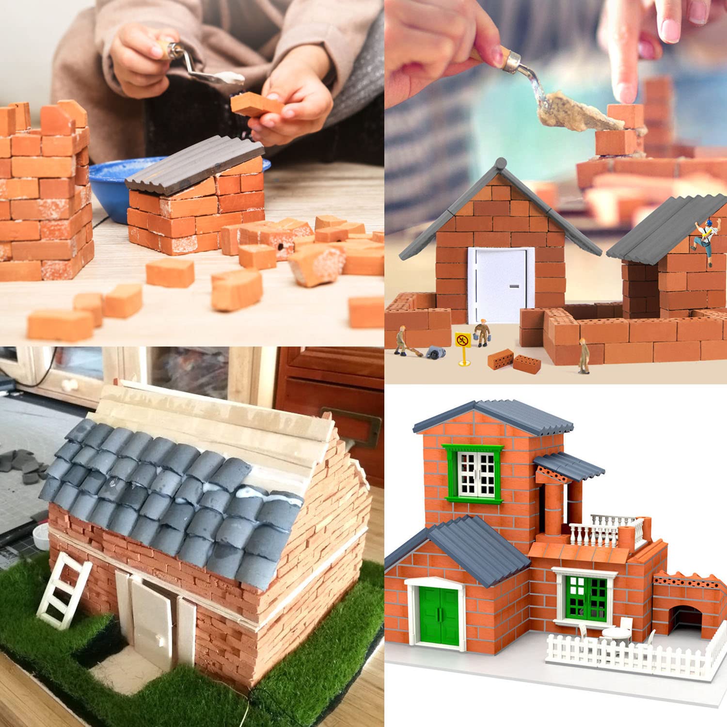 Cayway 300 PCS Mini Red Roof Tiles Set - Realistic Dollhouse Roofing Accessories with Scraper for DIY Miniature House, Fairy Garden & Model Landscaping - Perfect for Diorama, Crafts & Miniature Building Projects