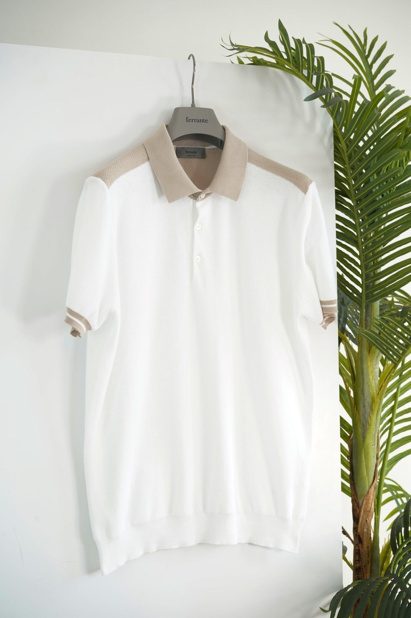 Ferrante Men's Short Sleeve Contrast Polo Shirt - White | Casual & Business Wear | Perfect for Golf, Office & Summer Outings