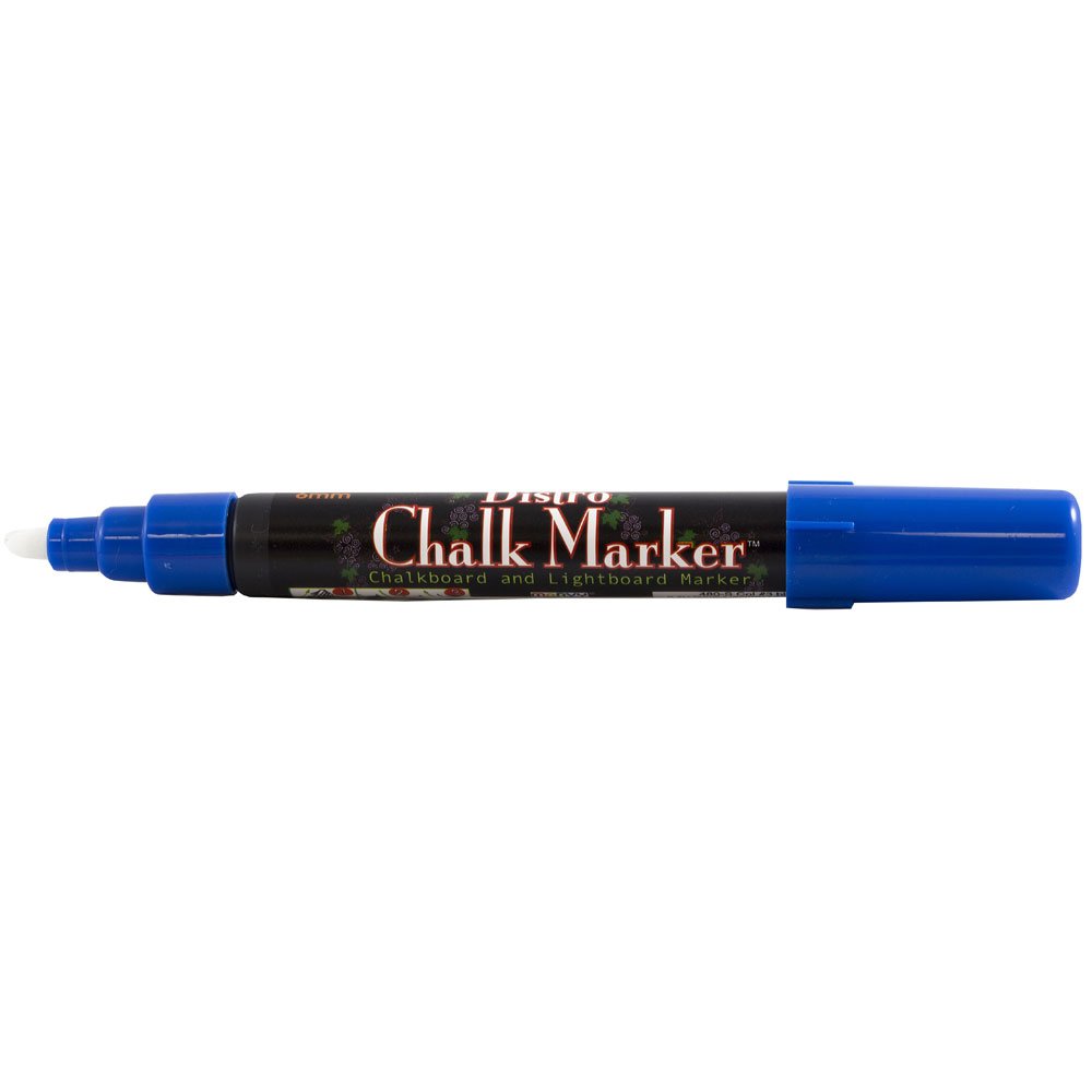 Dustless Erasable Chalk Markers - Broad Tip Liquid Chalk Pen - Non Toxic Blue Chalk Marker for Whiteboards, Glass, Windows & Signs - Single Marker for Teachers, Restaurants & Retail