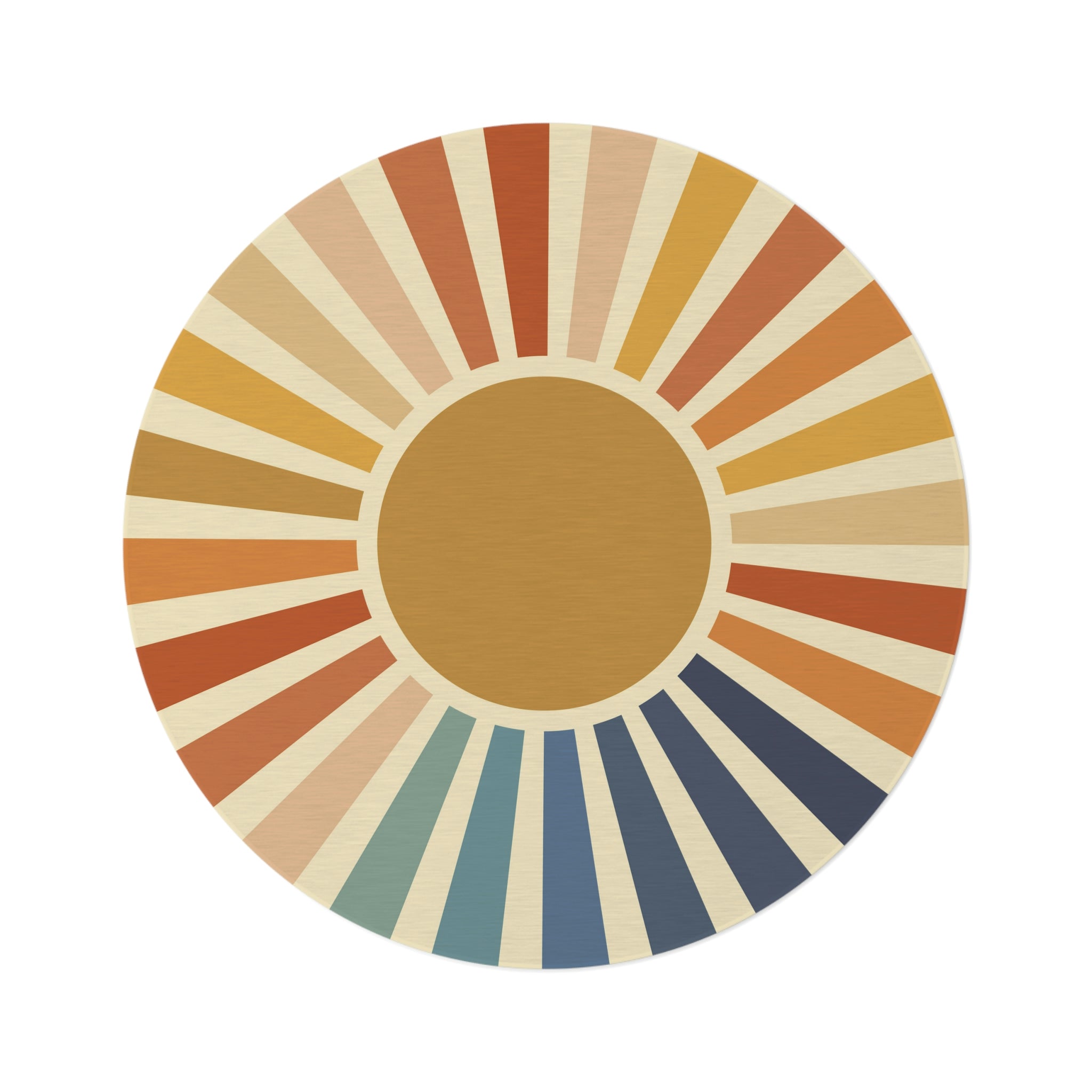 Vibrant Pastel Sunburst Round Chenille Rug for Living Room - Soft Polyester Carpet - Perfect for Bedroom, Nursery & Home Decor