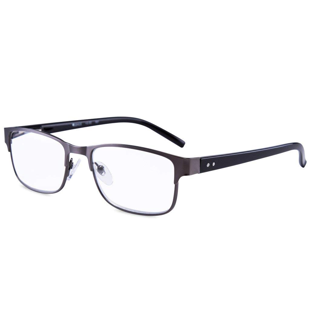 Premium EYEGUARD Readers - Metal Deluxe Rectangular Reading Glasses for Men (+4.00 Strength) | Stylish & Durable for Office, Reading & Computer Use