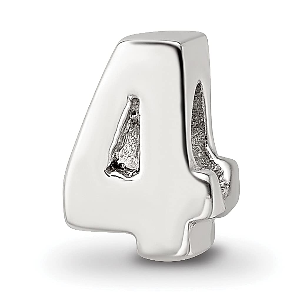 925 Silver Number 4 Charm Bead for Bracelet - Women's Alphabet Jewelry Gift for Birthdays & Anniversaries