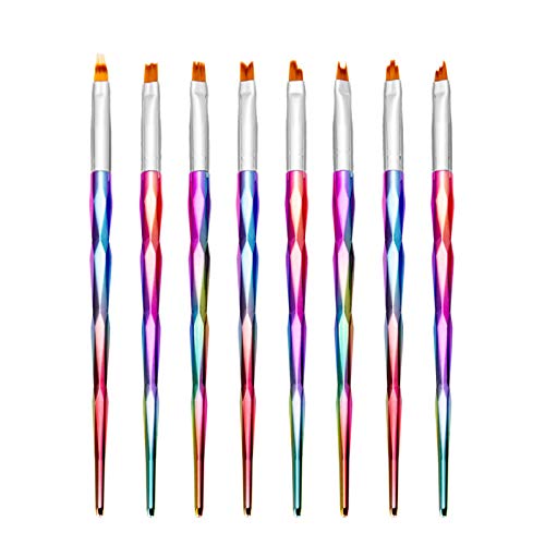 8-Piece Ombre Gradient Nail Art Brush Set - UV Painting Pens with Multi-Color Handles for Manicure, Nail Tip Builder & Polish Liner - Perfect for Salon Professionals & DIY Nail Art at Home