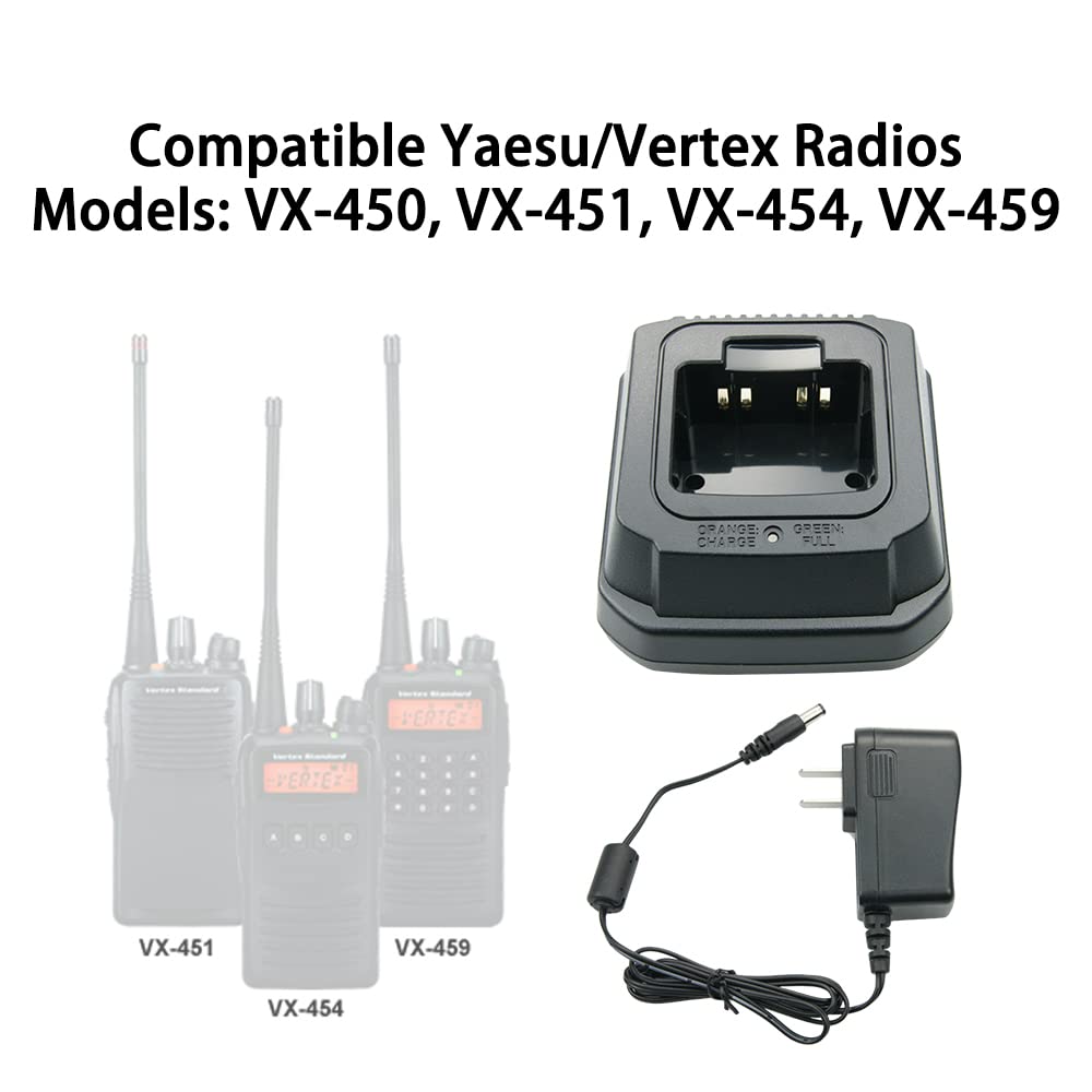 Yaesu/Vertex VX-450 VX-451 VX-454 VX-459 Two-Way Radio Rapid Battery Charger Base - FNB-V113Li Replacement Charger for Professional & Emergency Communication Devices