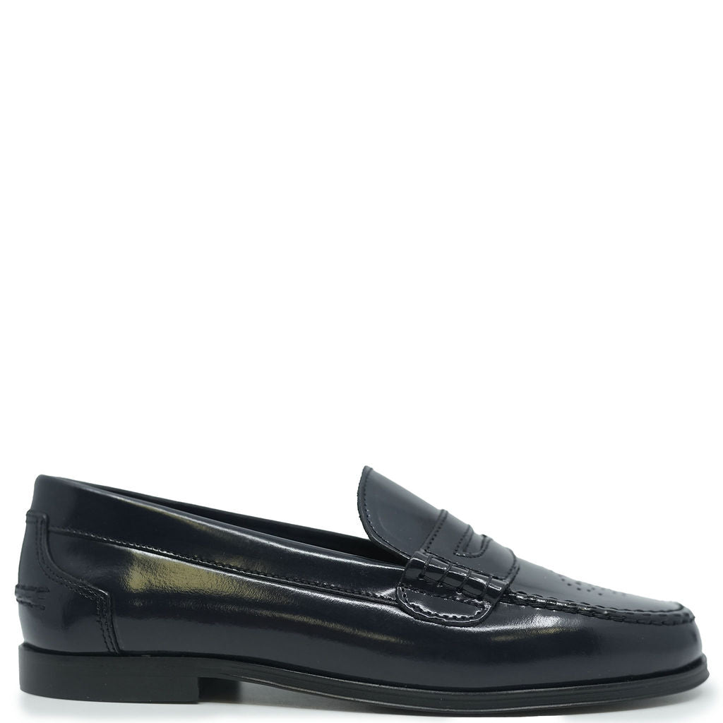 Blublonc Navy Florentic Perforated Penny Loafers for Men - Classic Comfortable Slip-On Dress Shoes for Business, Office & Casual Wear