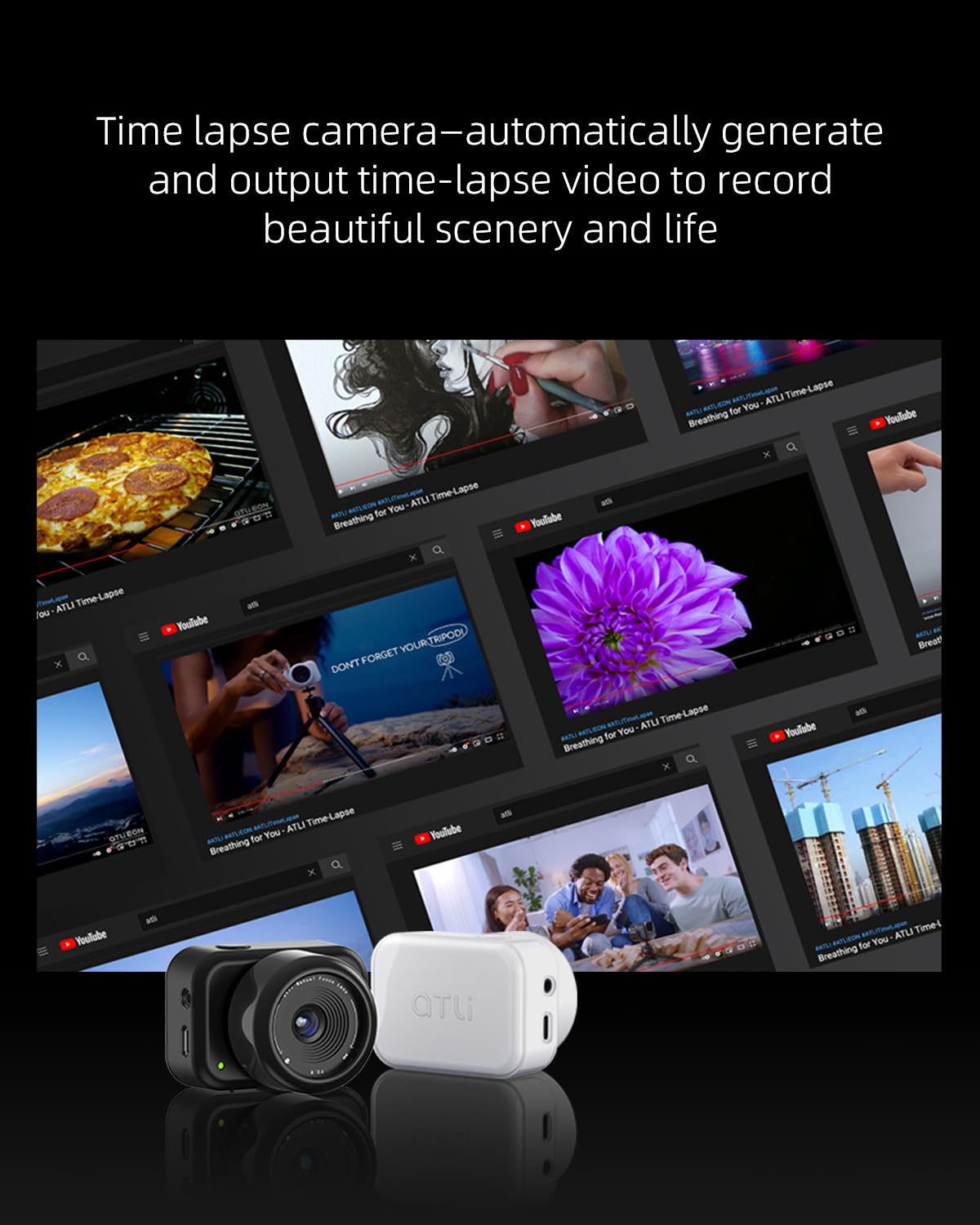ATLI T100 Lite 1080P Time Lapse Camera with HDR & APP Control - Professional Timelapse Video Camera for Plant Growth, Indoor Construction, DIY Projects, and Creative Photography