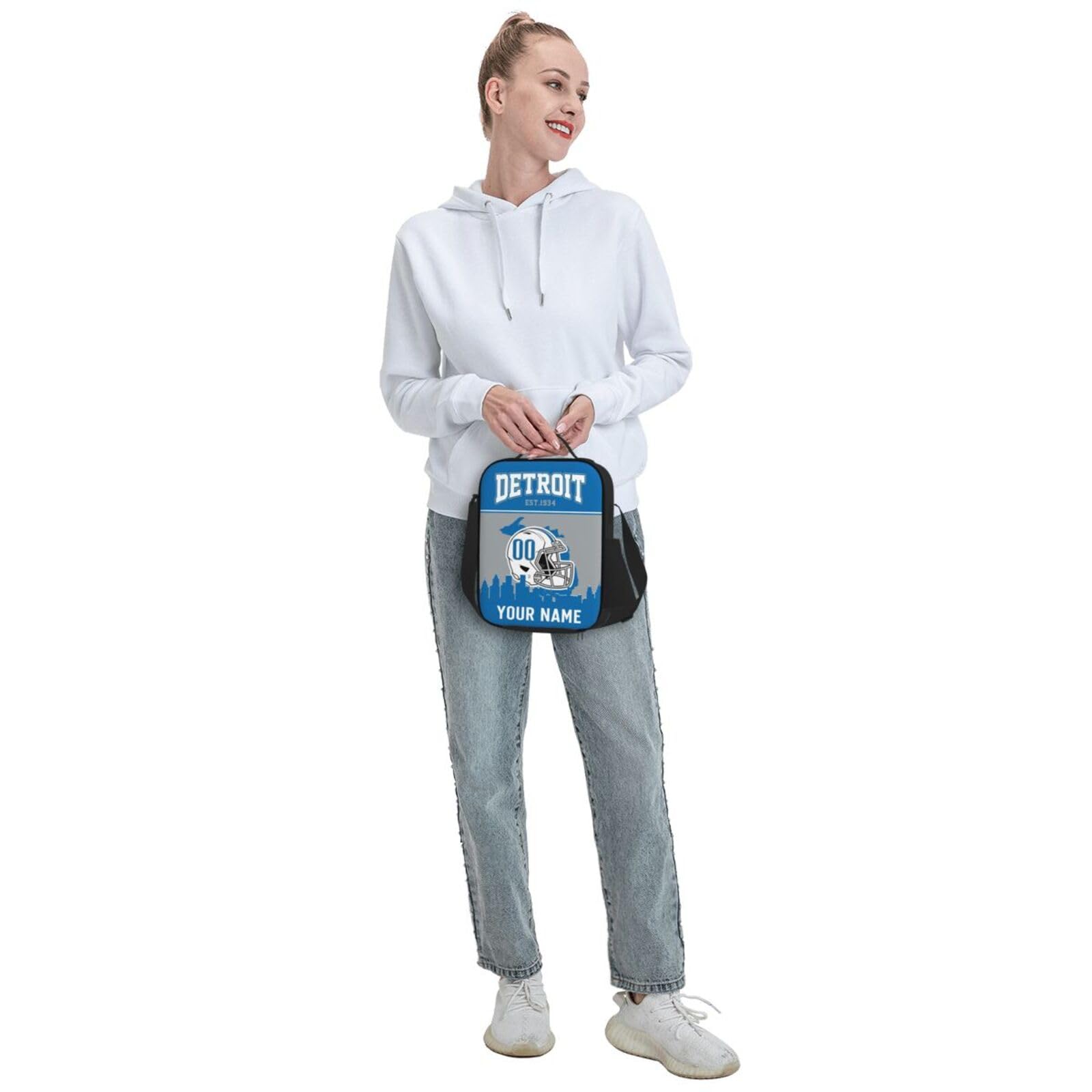 Custom Detroit Lions Lunch Bag - Insulated Football Style Lunch Box for Men & Women - Perfect for Work, School & Tailgating Gifts