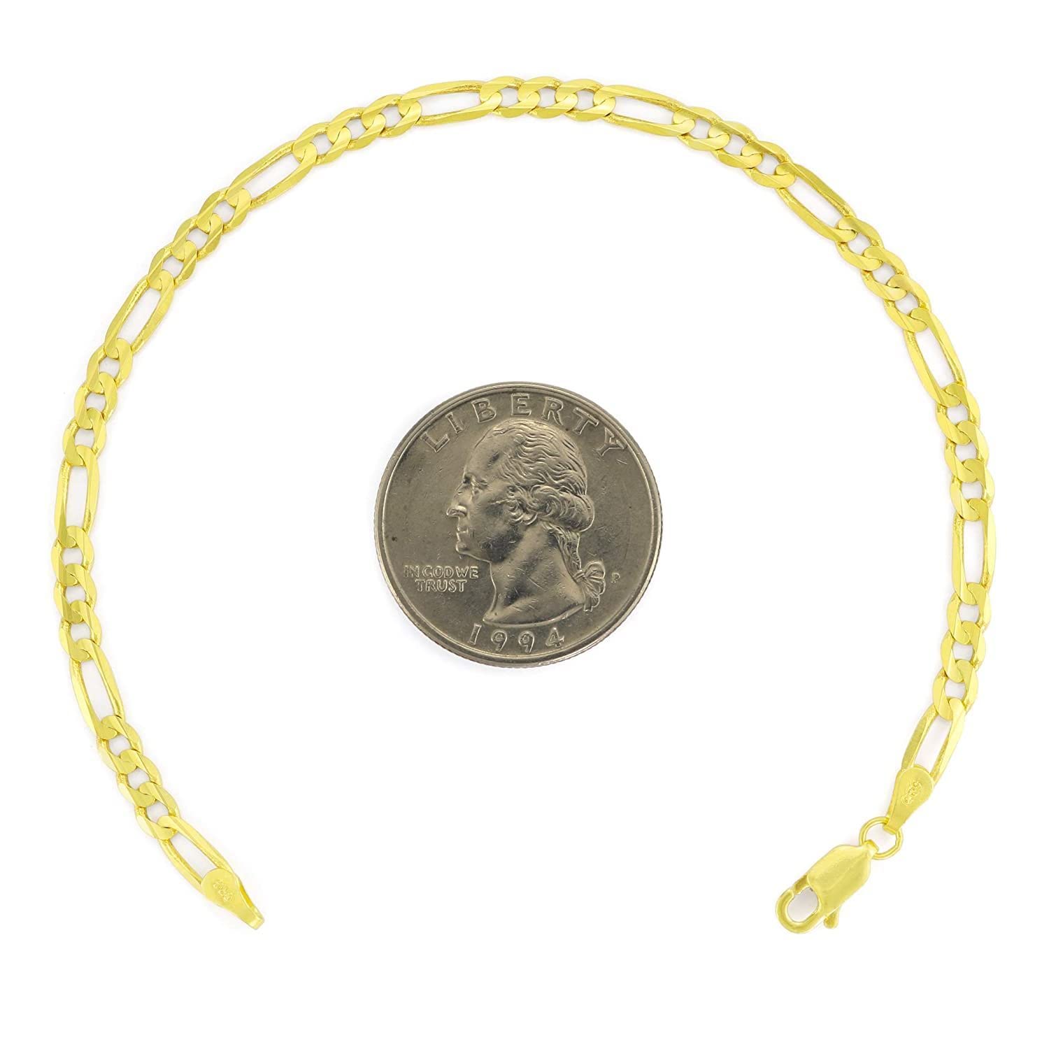 10K Solid Yellow Gold 4.5mm Diamond-Cut Figaro Chain Necklace for Men - Classic Alternate Link Design with Lobster Clasp (7