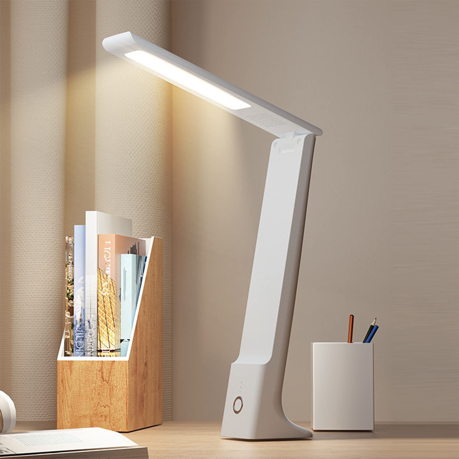 Fiudx LED Desk Lamp - Eye Protection Rechargeable Reading Light with 3 Lighting Modes, Adjustable Arm & USB Port - Perfect for Home Office, Study, Bedroom Night Light