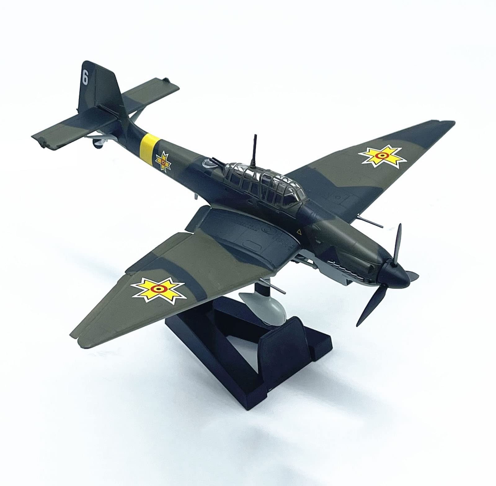 1/72 Scale Germany JU87D-3 Stuka Dive Bomber Die Cast Model - Military Aircraft Collectible for Adults, 6.4 x 8.3 Inch - Perfect for Display, Gift & Historical Enthusiasts