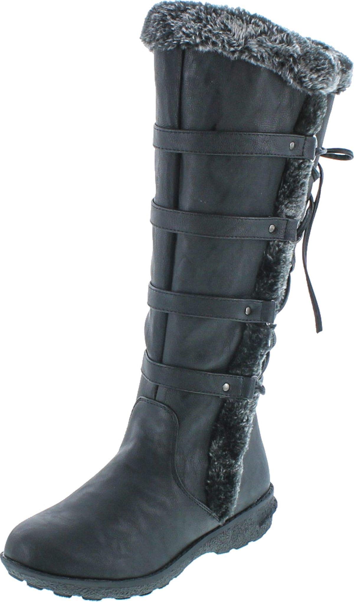 Forever Aura-42 Women's Lace-Up Knee High Boots - Winter Fashion Boots for Women - Perfect for Cold Weather, Snow, and Stylish Outfits