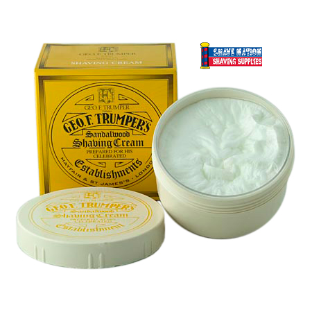 Geo F Trumper Sandalwood Shaving Cream for Men - Luxury Barber-Grade Shaving Soap with Natural Ingredients - Perfect for Sensitive Skin & Close Shaves at Home or Travel