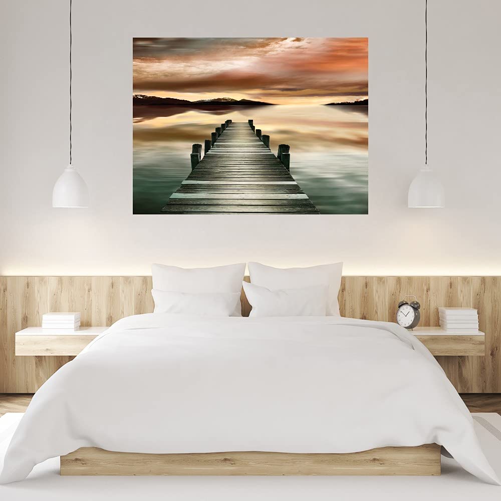 Sunset Jetty Fine Art Canvas Wall Decor by Danita Delimont - 43x32 Inch Ready to Hang Painting for Living Room, Bedroom, Office & More - Coastal Home Decor & Gift Idea for Beach House