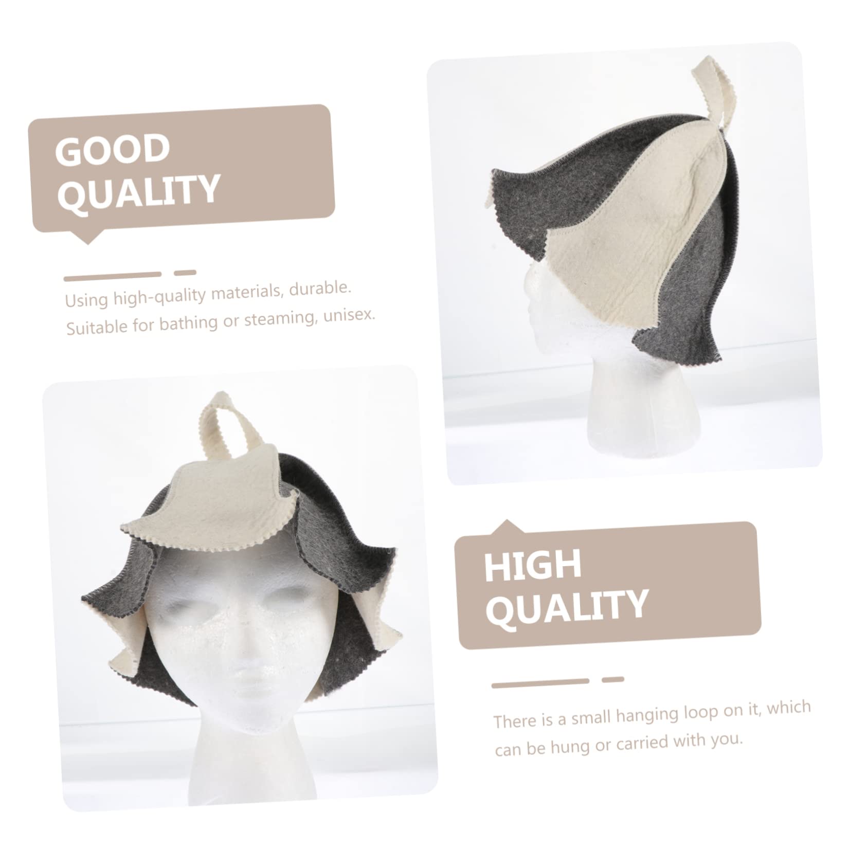 Abaodam Waterproof Shower Cap for Women & Men - Soft Felt Sauna Hat with Satin Lining - Hair Protection Bath Accessories for Shower, Spa, Swimming, Sleep - White Sauna Hood (Ukraine & Russian Style)