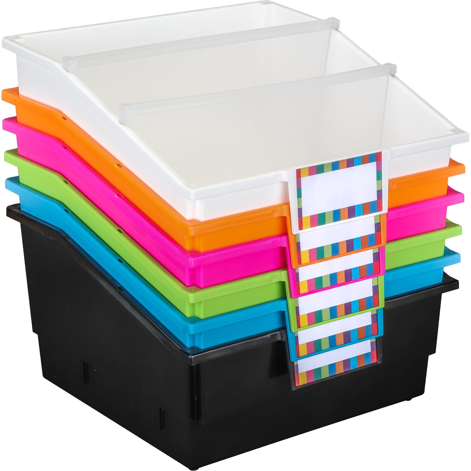 Really Good Stuff Picture Book Bins - Neon Pop - Set of 6 Book Storage Organizers for Classroom, Library & Kids Room Organization