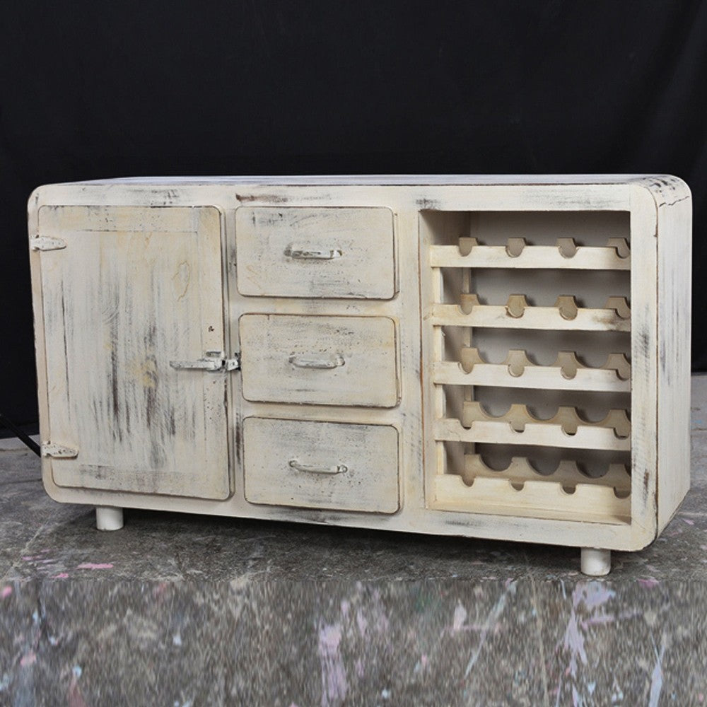 Premium Cromer Mango Wood Sideboard Buffet Hutch with Wine Rack - Large Rustic Kitchen Storage Cabinet for Dining Room & Home Decor - Perfect for Entertaining, Wine Display, and Extra Counter Space