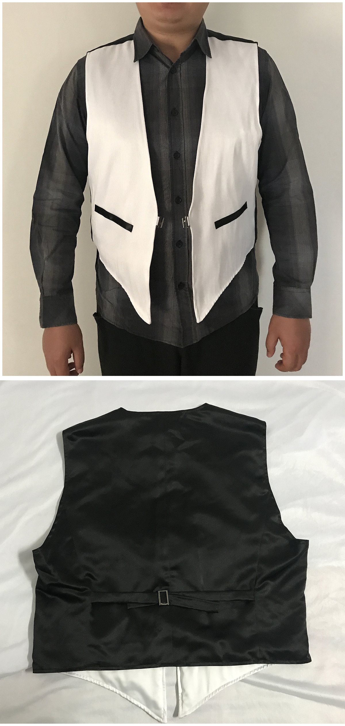 LED Fiber Optic Light Up Vest for Men - Glow in the Dark Luminous Waistcoat with Mobile App Control (XXL, White) - Perfect for Rave Parties, Concerts, Night Running and Festivals