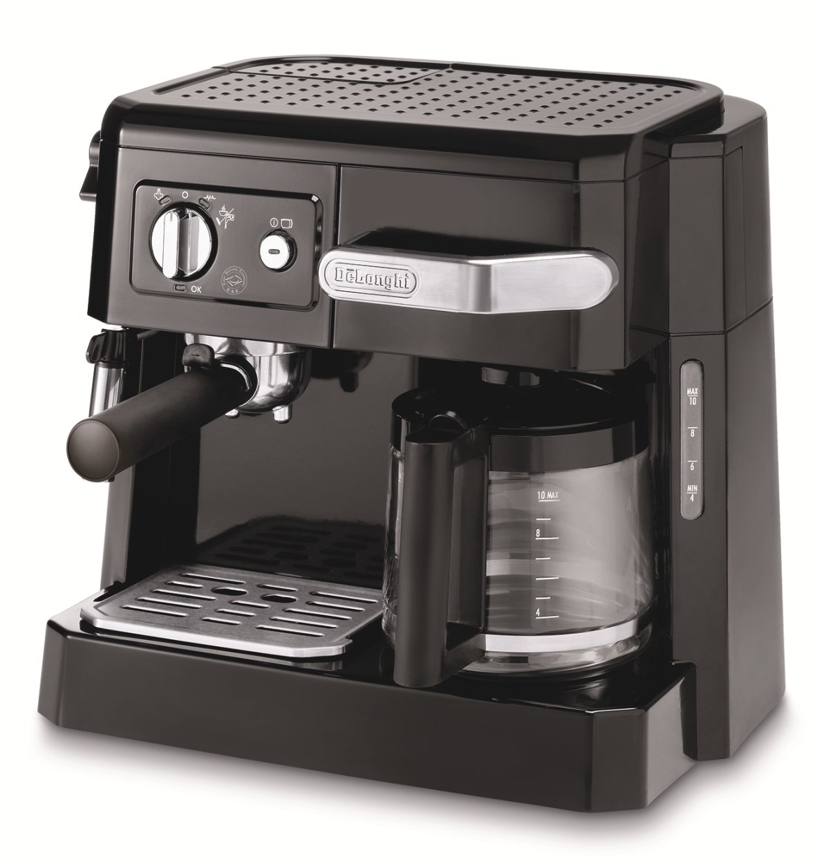 DeLonghi BCO410J-B Black Combination Coffee Maker - Espresso & Drip Coffee Machine for Home & Office Use