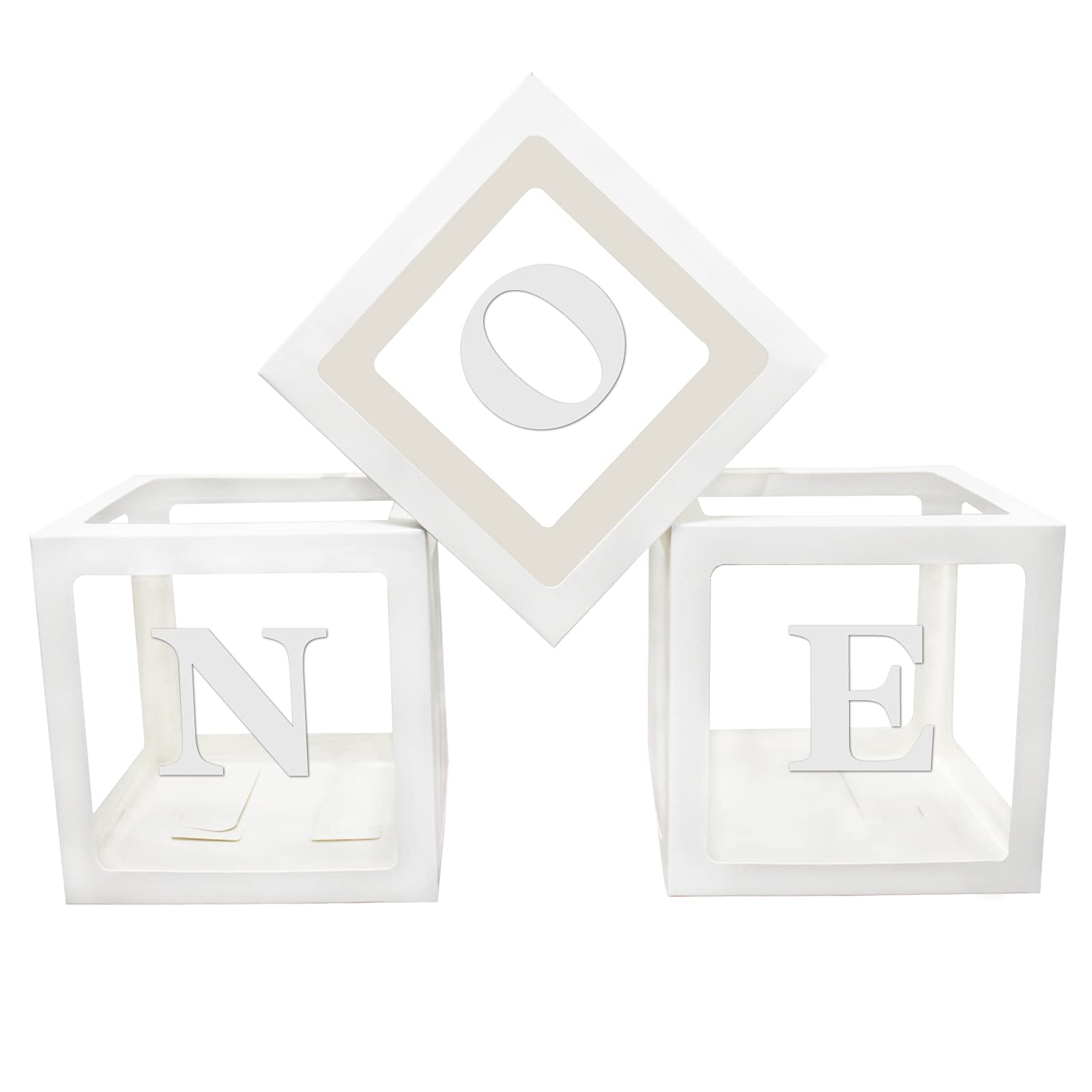 First Birthday Balloon Boxes - Baby Shower Decorations with Letters, Clear Transparent Balloon Box Backdrop for Baby Showers, Birthday Parties & Gender Reveal Events (White) - Perfect for 1st Birthday Celebrations, Baby Showers & Party Photo Backdrops