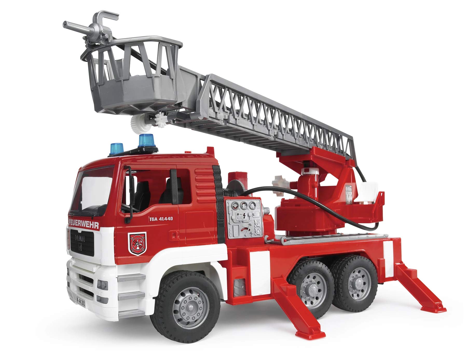 Bruder Toys 02771 Man Fire Engine - Realistic Fire Truck Toy for Kids, Durable Play Vehicle with Lights & Sounds - Perfect for Pretend Play, Firefighter Role Play, and Gift Giving