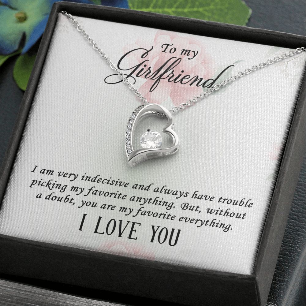 Forever Love Necklace for Girlfriend - Cubic Zirconia Pendant in White or Yellow Gold Finish | Romantic Anniversary Gift, Valentine's Day Present, Birthday Jewelry for Her