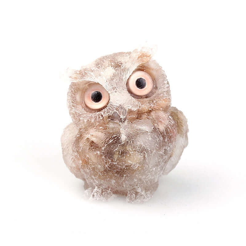 Crystal Stone Owl Ornaments - Handcrafted Table Top Decor for Home & Office | Feng Shui Gift, Zen Meditation Decor, Bookshelf Display | A6565