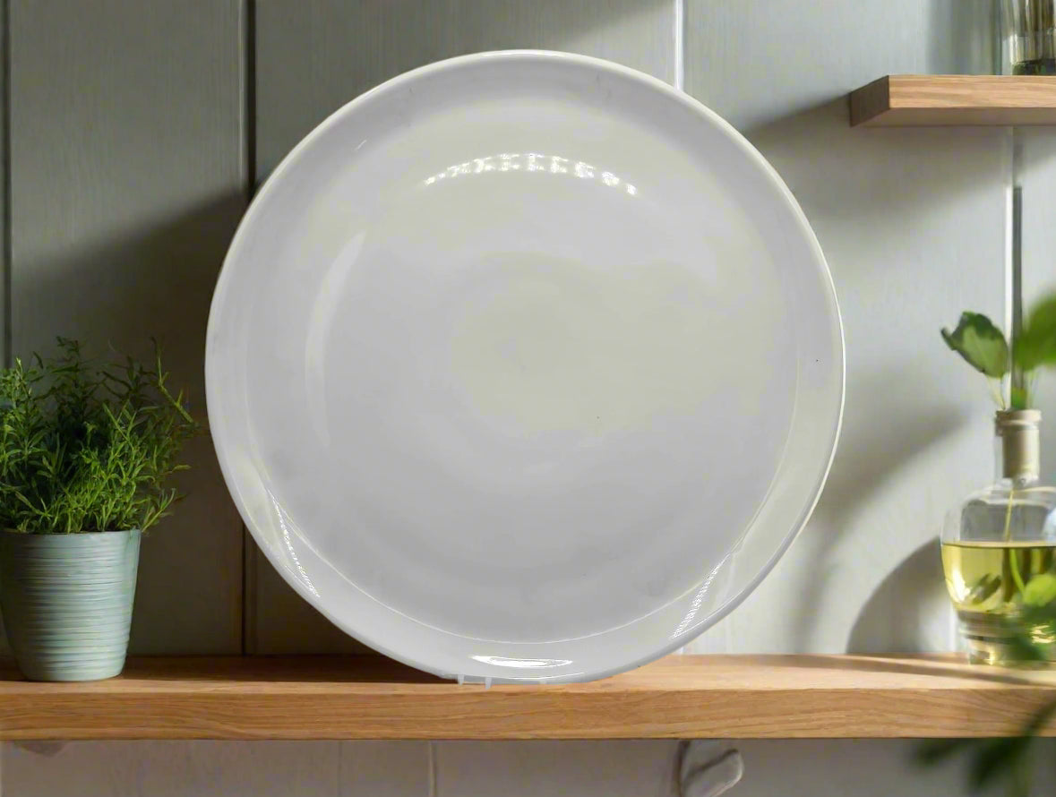 12.25 Inch Round White Serving Platter - Perfect for Parties, Weddings, and Holiday Dining