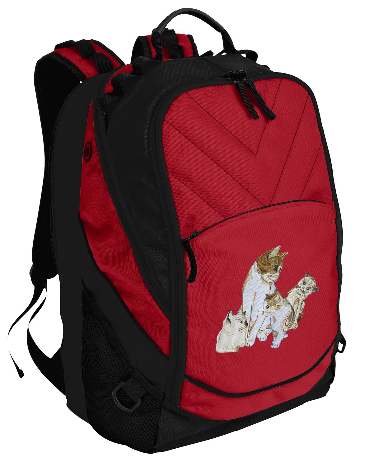 Kitten Backpack Red Cute Cat Laptop Computer Bag for School, Work, and Travel