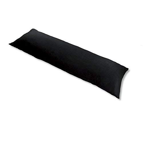 Premium 100% Cotton 300 Thread Count Body Pillow Cover with Zipper - 20x54 & 21x54 Inches - Soft Hypoallergenic Pillowcase Protector for Adults & Kids (Black) | Perfect for Sleeping, Maternity Support & Travel Comfort