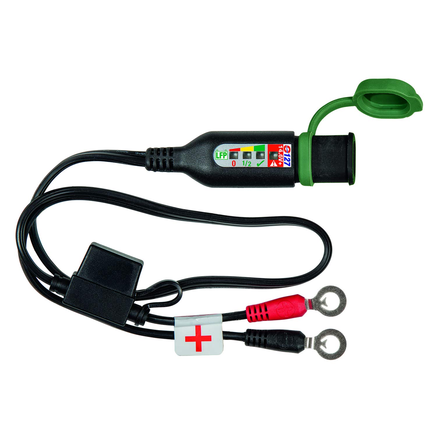 Optimate O-127JAR Permanent Power Sport Battery Lead with Integrated Battery Status & Charge Monitor for 12.8V/13.2V Lithium Batteries - Ideal for Motorcycles, ATVs, and Powersports Vehicles