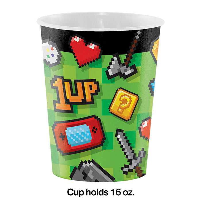 12-Piece Bulk Video Game Themed Party Cups - 16 oz Plastic Favor Cups for Gaming Parties, Birthday Celebrations & Events