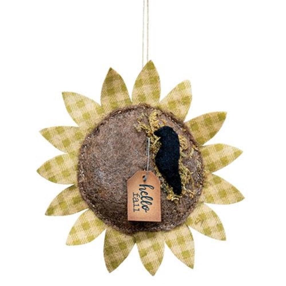 Hello Fall Felt Sunflower Ornament - Handmade Autumn Decor for Home, Thanksgiving, Fall Wedding Centerpiece | Perfect for Seasonal Table Decor, Front Door Wreath & Cozy Farmhouse Style