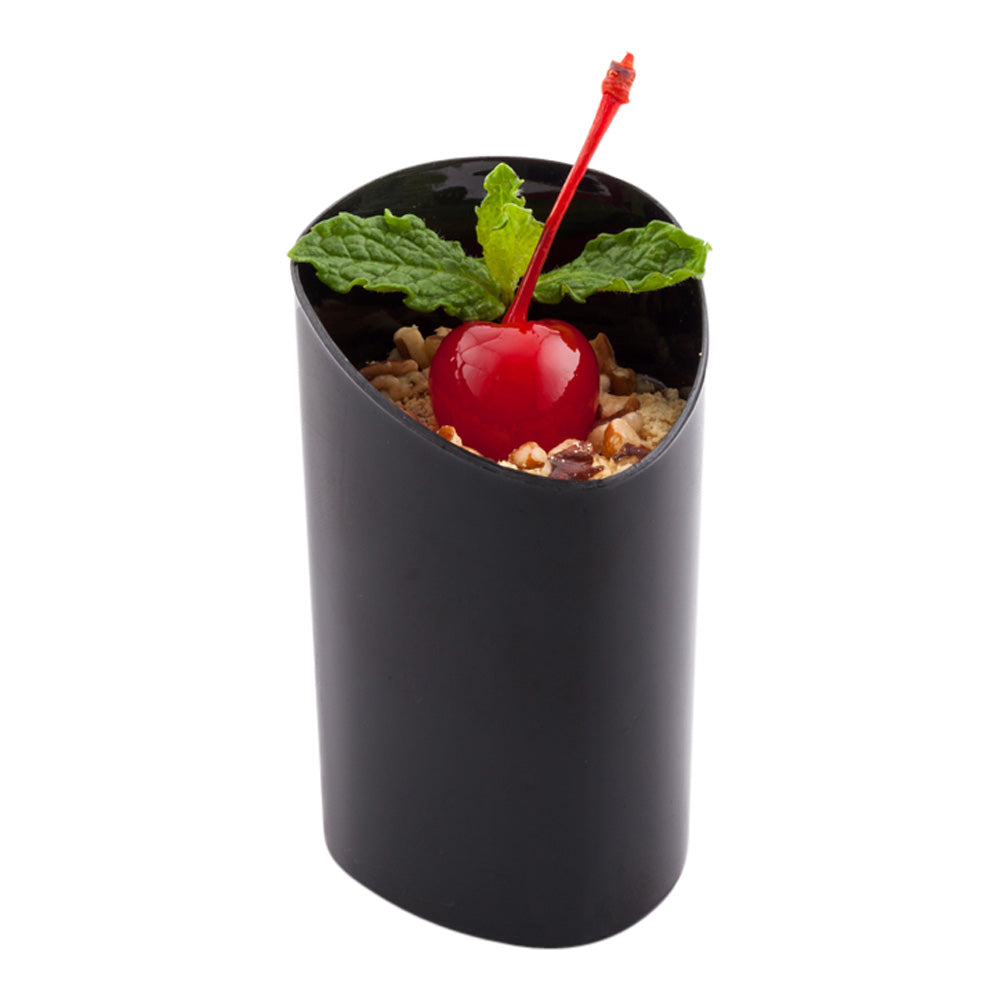 100-Pack 3 oz Black Plastic Triangle Shot Glasses & 100-Pack Silver Plastic Mini Forks - Perfect for Parties, Weddings, and Cocktail Events