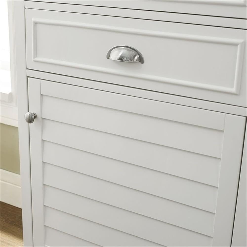 Pemberly Row White Linen Cabinet - Stylish Storage for Bedroom, Bathroom & Living Room Organization
