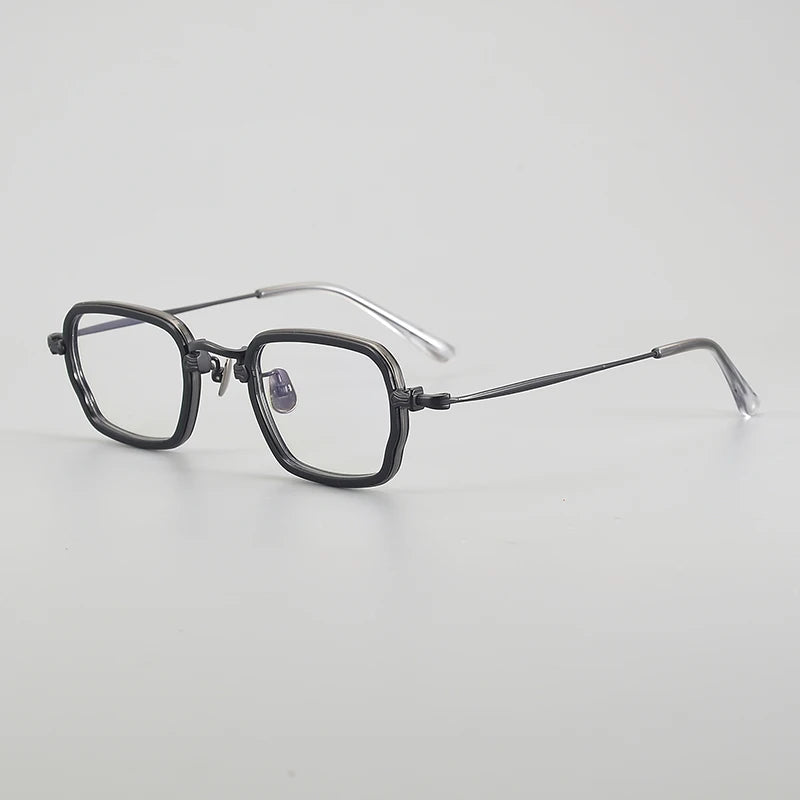 Aror Unisex Full Rim Polygon Square Acetate Titanium Eyeglasses Frame - Lightweight Durable Glasses for Men & Women - Perfect for Reading, Working & Fashion Accessories (Model 195198)
