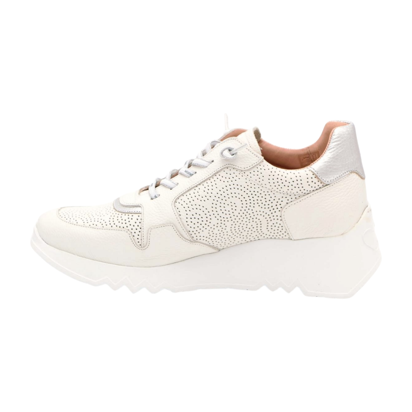 WONDERS White Printed Leather Sneakers for Women - Fashionable Comfortable Casual Shoes for Walking, Running, Gym & Everyday Wear
