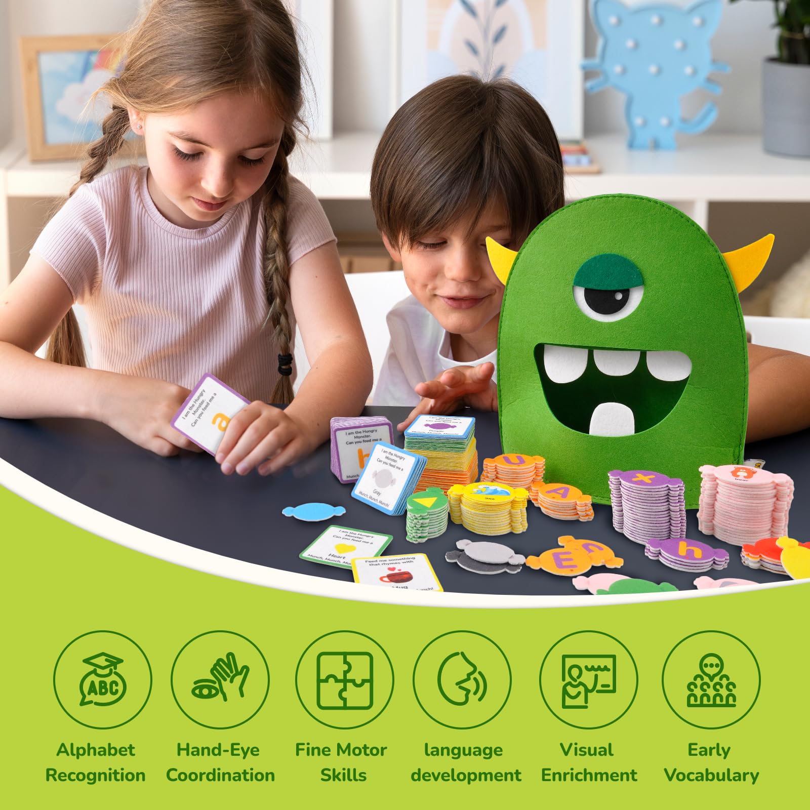 CHEFAN Alphabet Learning Toy for Kids Ages 3-6 - Montessori ABC Letter Recognition Matching Game with Alphabet Monster - Preschool Educational Toys for Toddlers - Perfect for Classroom, Homeschool & Early Childhood Development