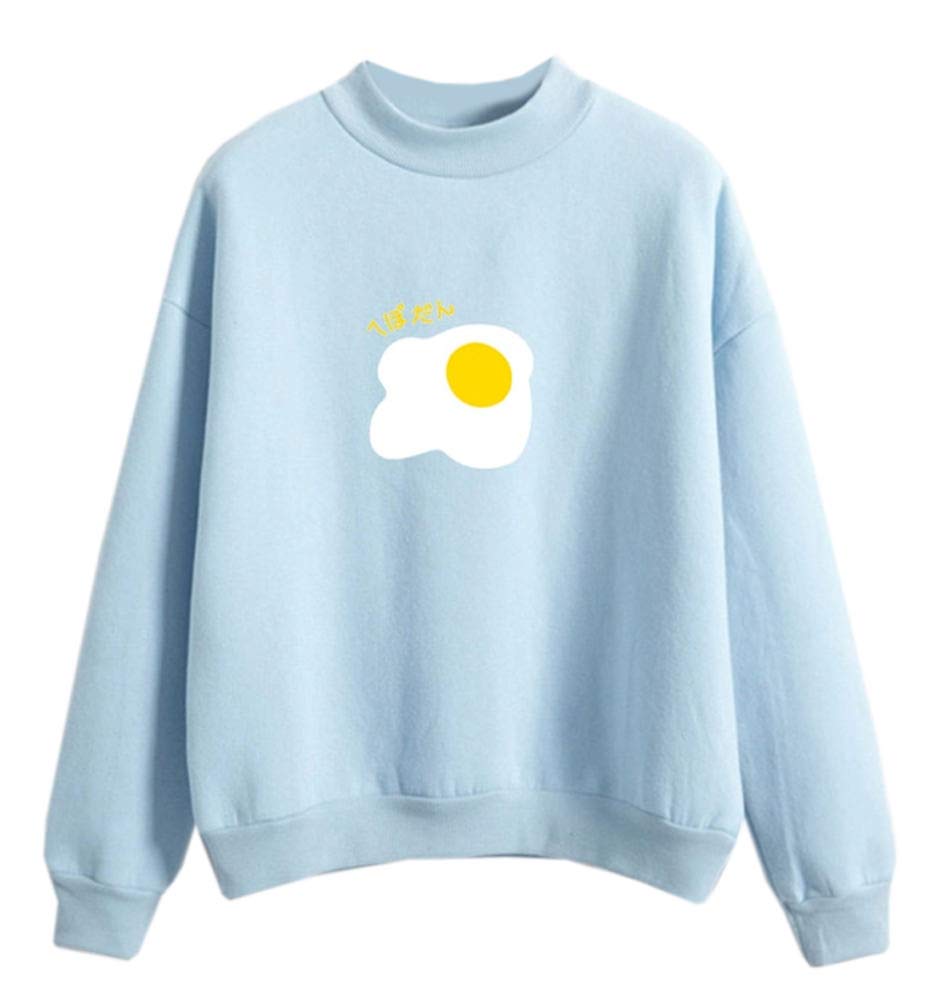 Dorathy Women's Egg Hoodie Sweatshirt - Soft Fleece Turtleneck Pullover Winter Warm Blue Hooded Sweater for Casual Outfits & Cozy Loungewear