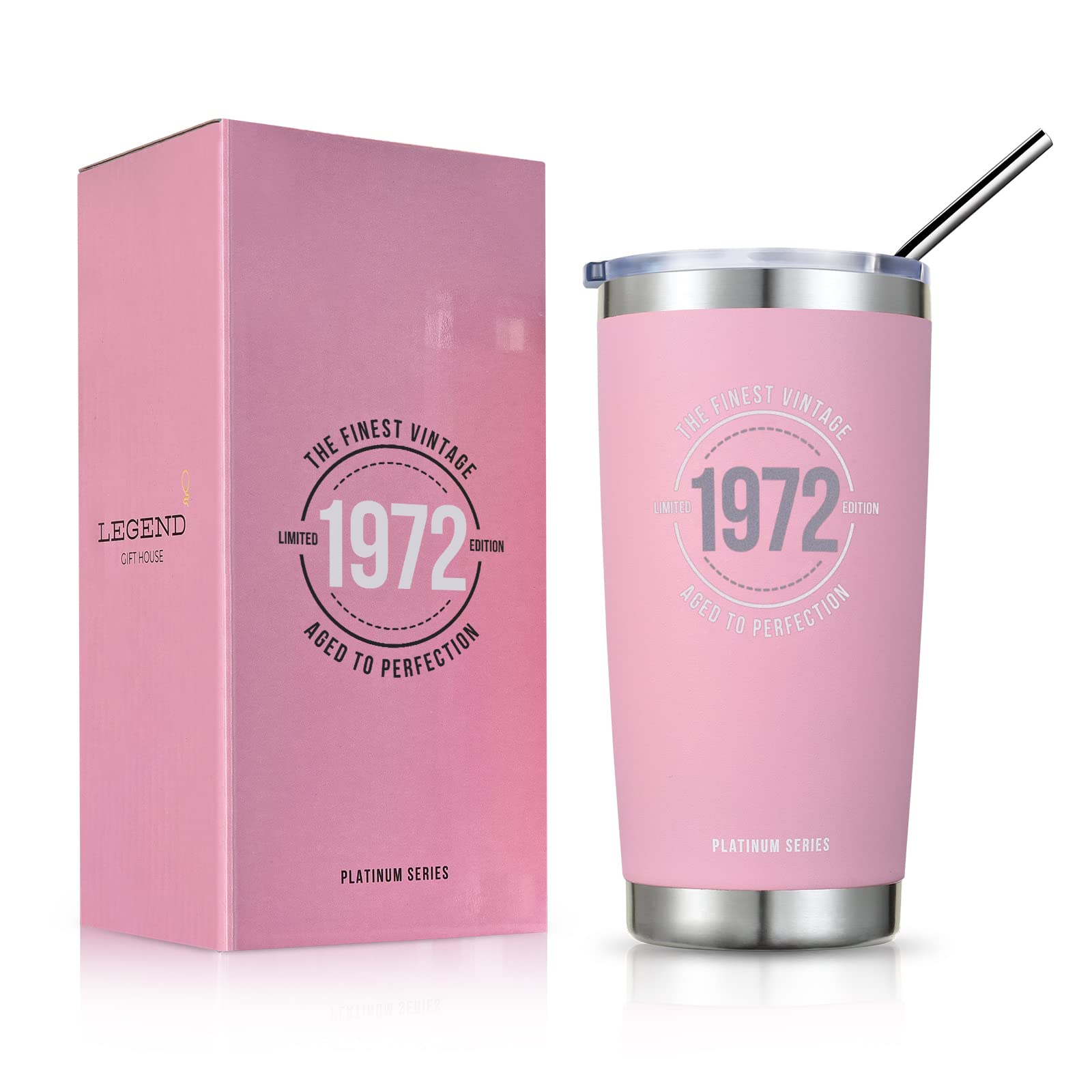 1972 Vintage 20oz Insulated Stainless Steel Tumbler - Perfect 50th Birthday Gift for Dad, Mom, Men & Women - Keeps Drinks Hot/Cold for 12 Hours - Great for Coffee, Tea, Office & Travel - Limited Edition