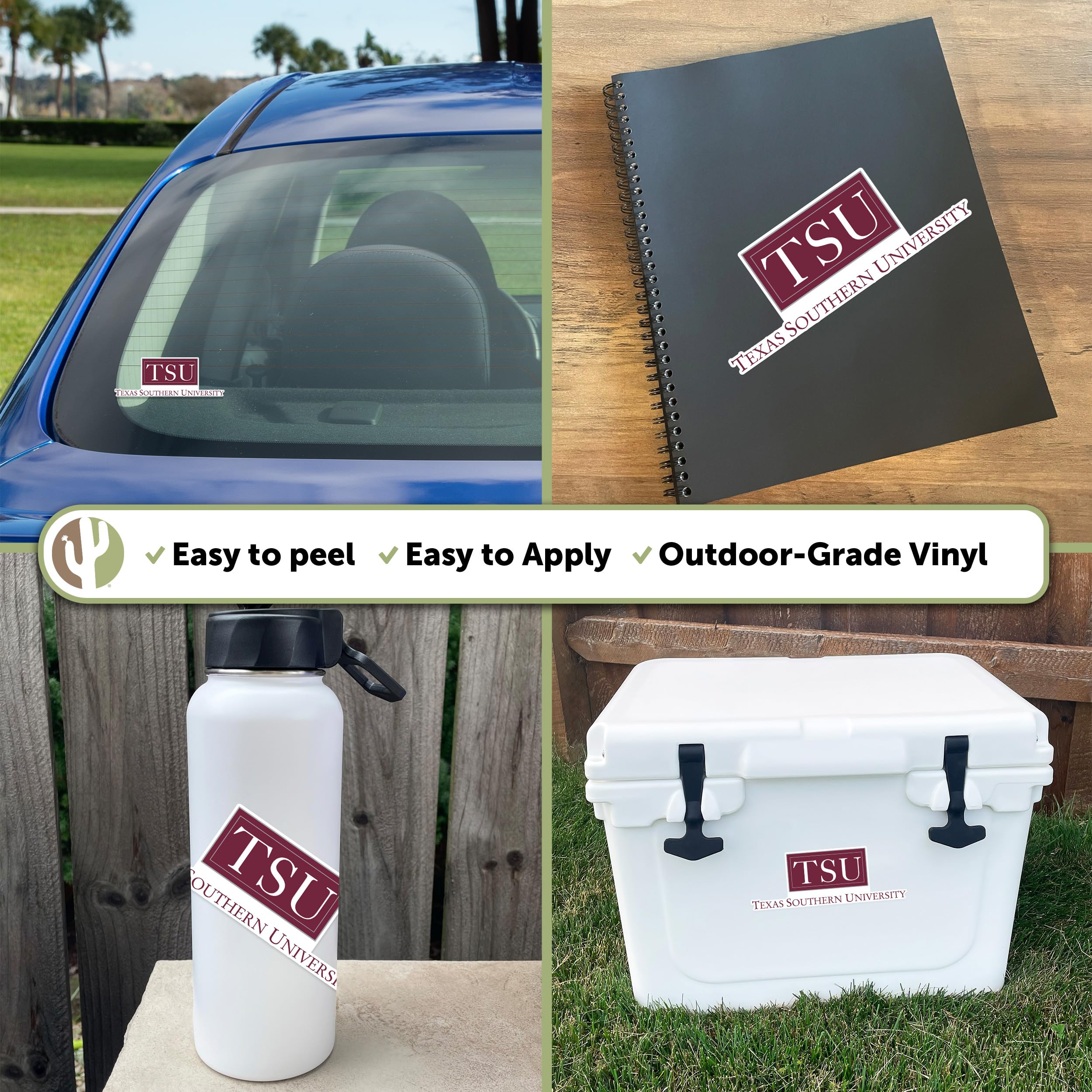 Texas Southern University TSU Tigers Vinyl Decal Sticker - Desert Cactus Design for Laptop, Water Bottle, Car & Scrapbook - Perfect for School Spirit, College Pride & Fan Gifts (IND TSU with Word)