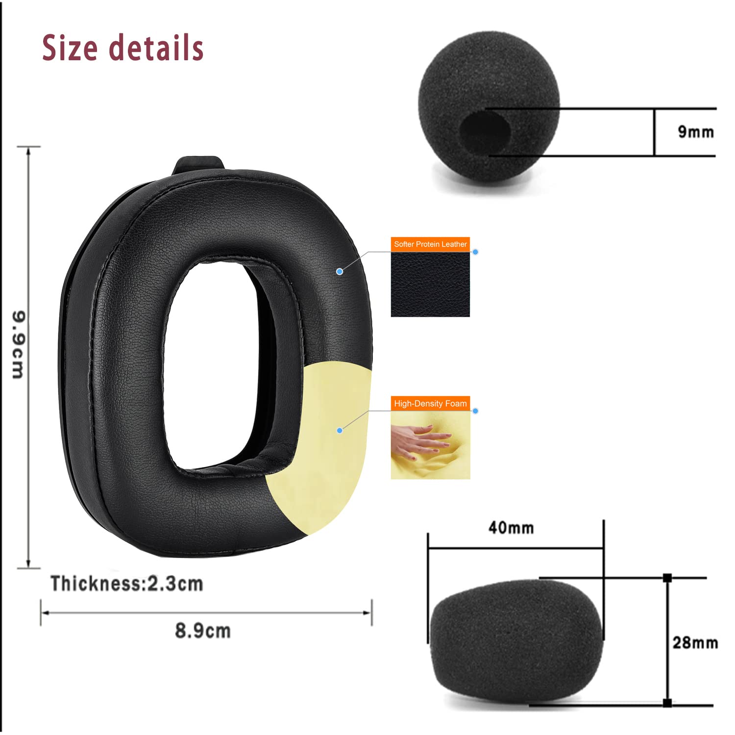 ASTRO Gaming A40 TR Replacement Ear Cushions - Thickened Velvet Ear Pads with Microphone Foam & Headband for Wired Gaming Headphones (Black) - Enhanced Comfort for Long Gaming Sessions & Streaming