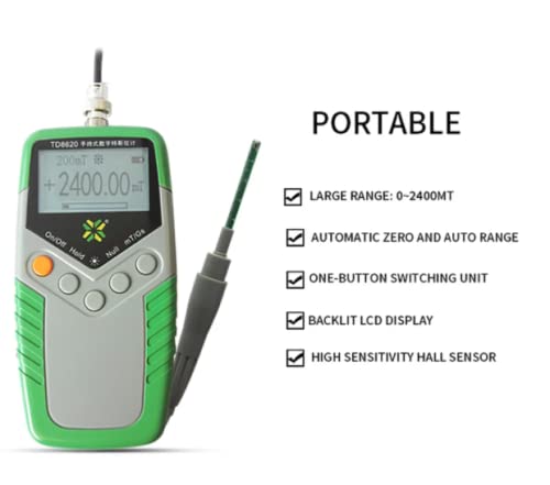 High Accuracy Permanent Magnet Gauss Meter - Tesla Meter Gaussmeter with 1% Precision, DC Magnetic Field Tester & Analog Soil Penetrometer, LCD Display TD8620-1 - Ideal for Industrial Testing, Laboratory Research, and Quality Control Applications