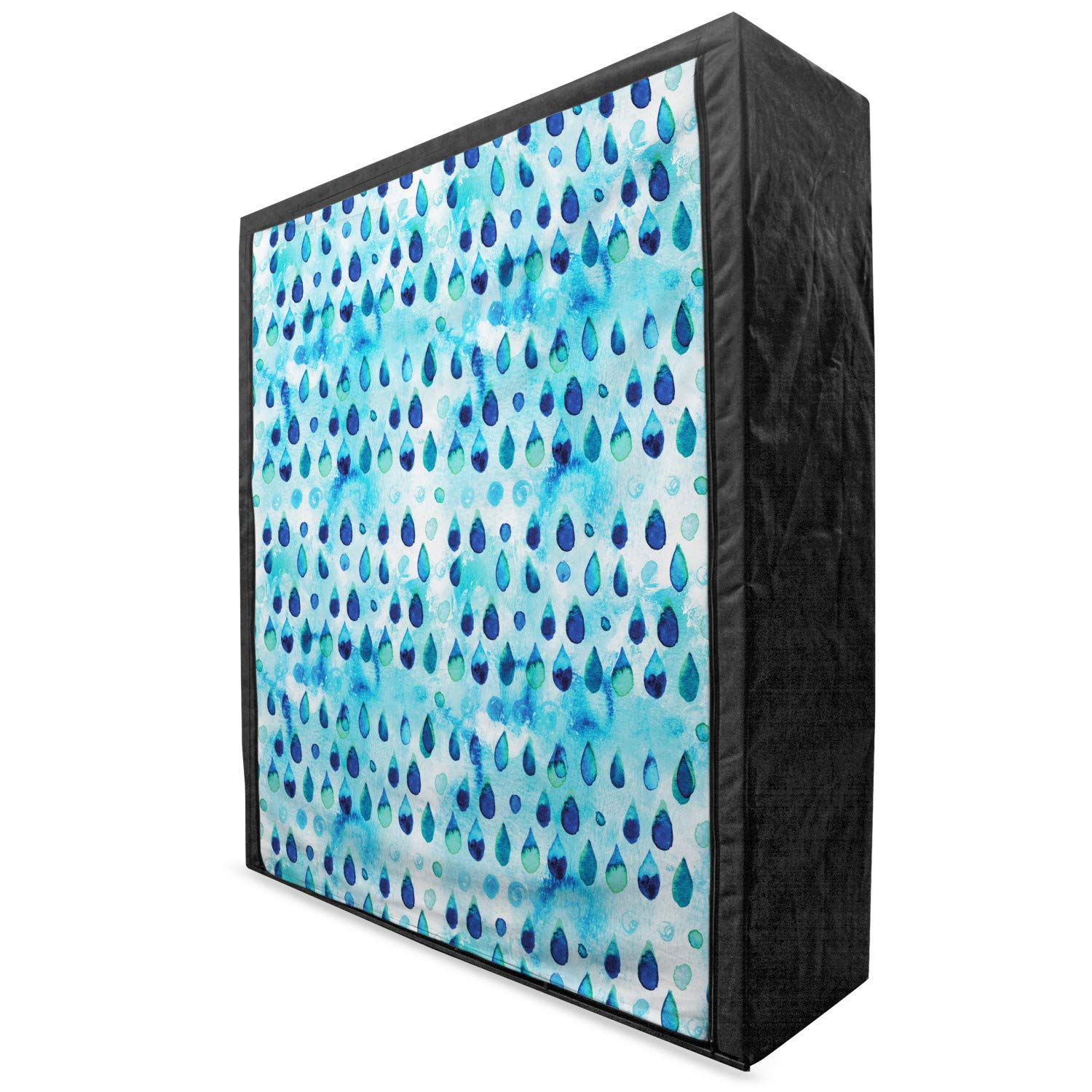 Ambesonne Navy and Teal Portable Fabric Wardrobe Closet with Shelves - 59 Inch Clothing Organizer & Storage Solution | Abstract Blue Watercolor Drops Design | Perfect for Bedroom, Dorm, Apartment, or Small Space Organization