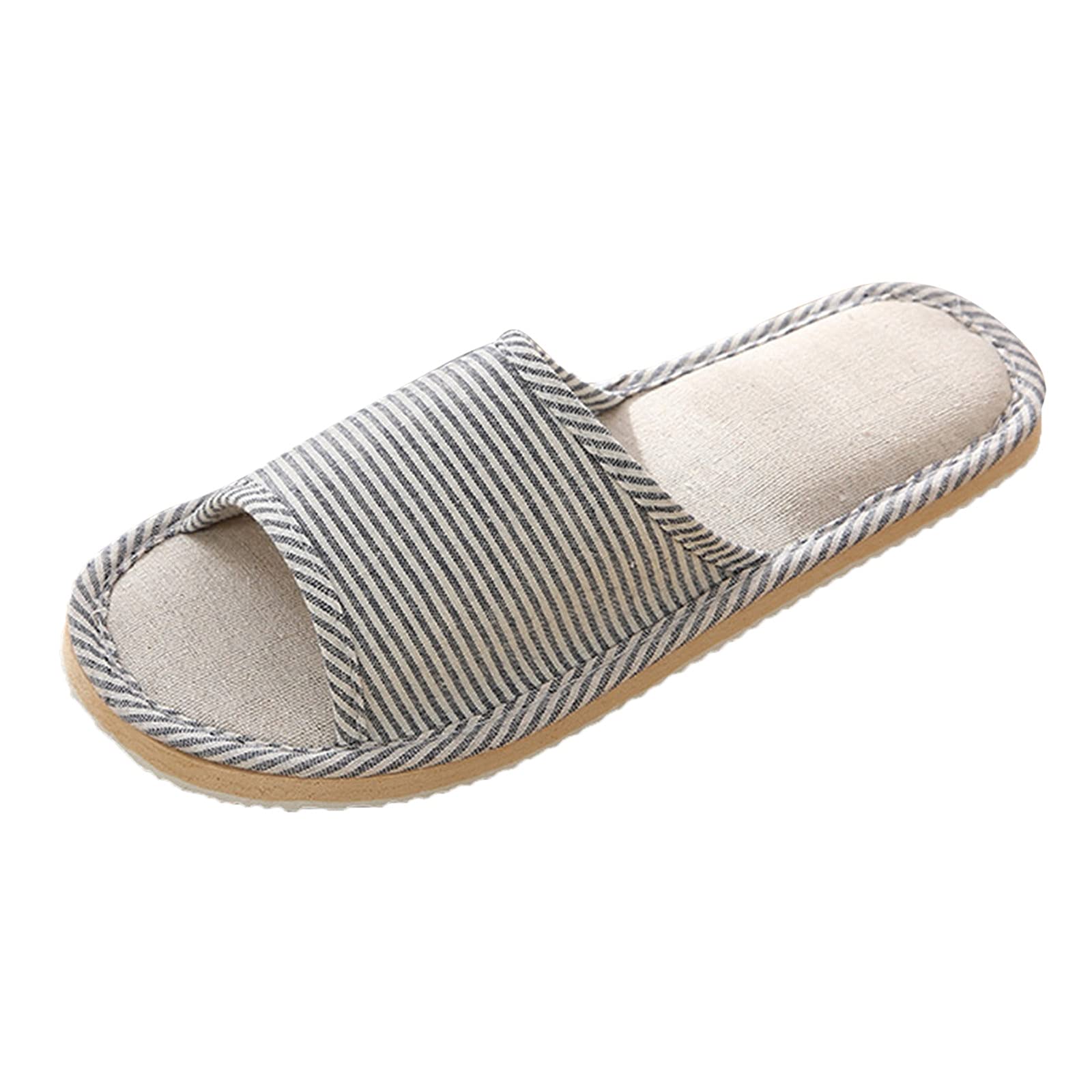 TTJJ Men's Cotton Linen Slippers - Comfortable Indoor House Shoes for Men, Size 9 - Perfect for Relaxing at Home, Lounging & Casual Wear
