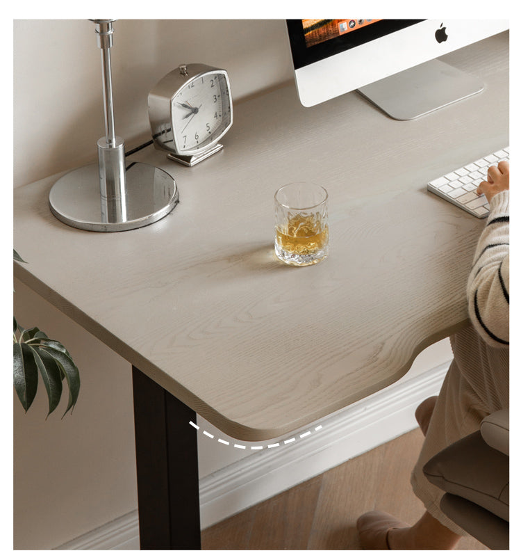 Premium Oak Solid Wood Electric Standing Desk - Adjustable Height Ergonomic Workstation for Home & Office - Perfect for Remote Work, Gaming & Study