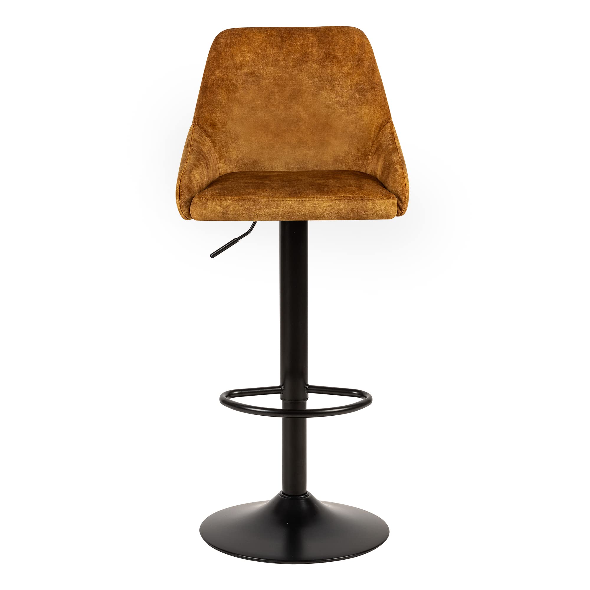 LEEJAY 2-Pack Velvet Swivel Bar Stools with Black Metal Base - Adjustable Height Brown Upholstered Counter Stools for Kitchen Island, Dining Room, Bar & Home Decor