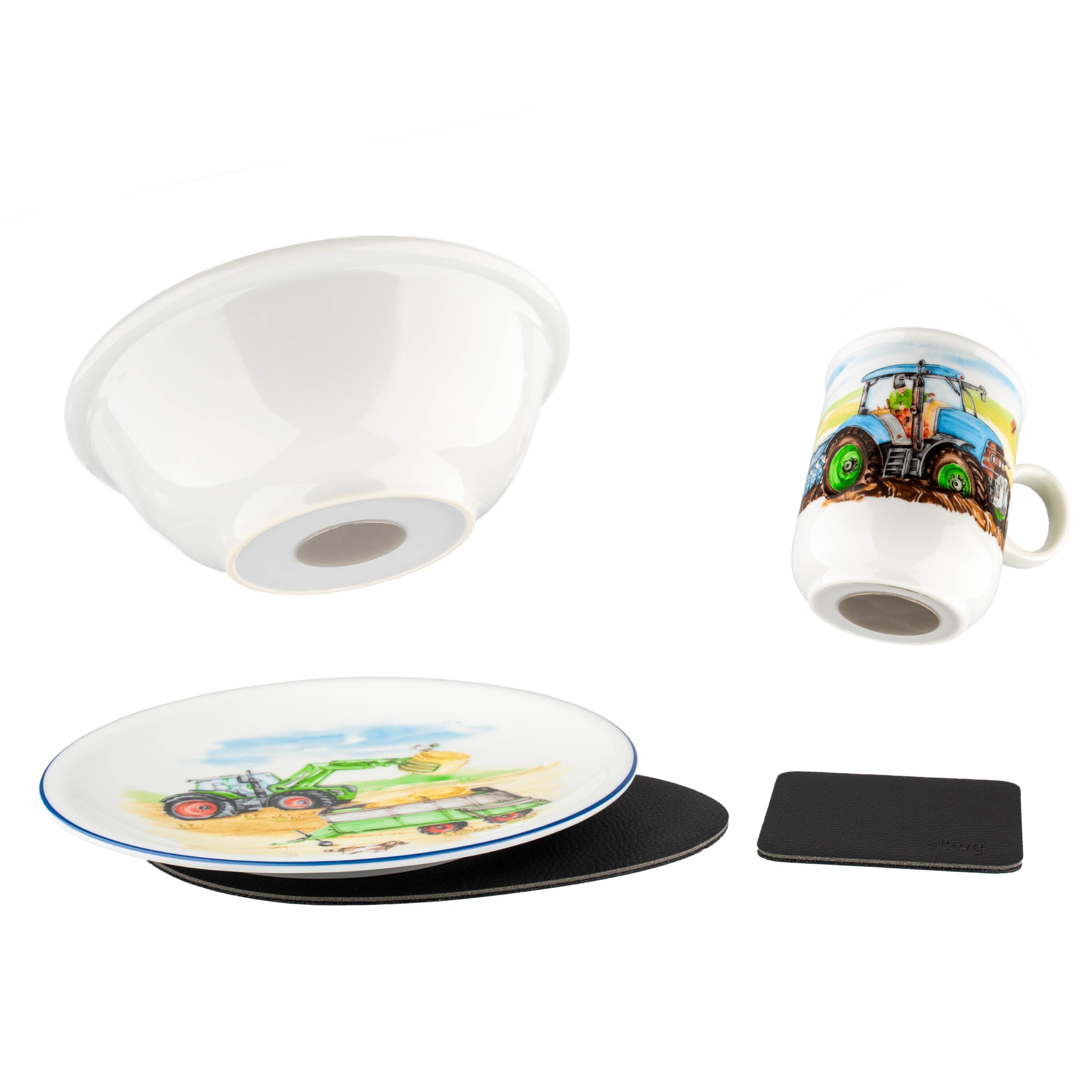 Kids Farm Animal Magnetic Porcelain Dinnerware Set - Fun & Durable Tableware for Children's Meals, Parties & Playtime