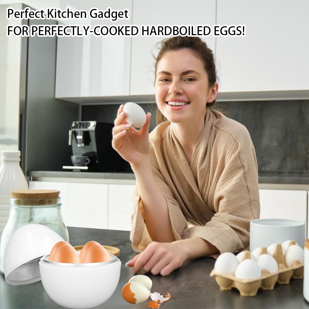 **4 Egg Hard Boiled Egg Cooker – Compact ABS Microwave Egg Boiler with Egg-Shaped Design – Perfect for Breakfast, Meal Prep & Keto Diet**