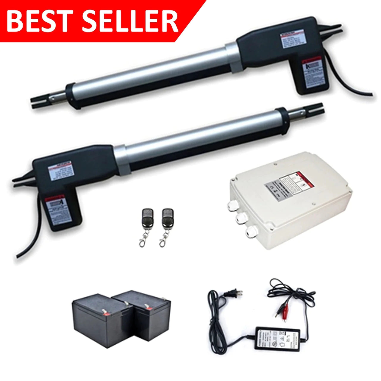 Aleko AS1200 AC/DC Dual Swing Gate Operator with Backup Kit ACC2 - Automatic Driveway Gate Opener for Home Security & Property Protection