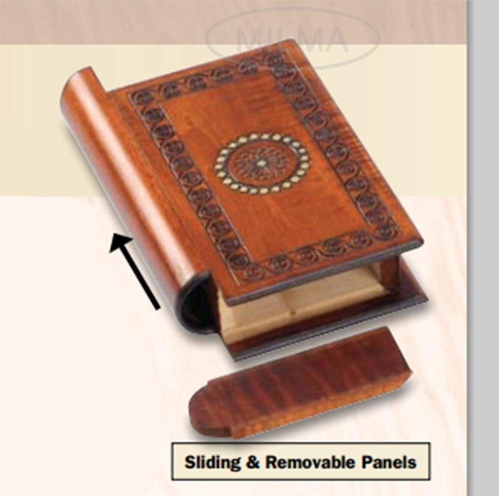 Handmade Polish Wooden Puzzle Box - Book Style Secret Trick Jewelry Box for Rings, Necklaces & Gifts | Unique Home Decor & Magic Trick Accessory